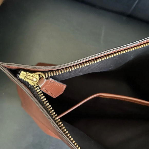 Orsetto Brown Smooth Super Luxurious Leather Clutch w/Gold Hardware Asymmetrical - Picture 12 of 12